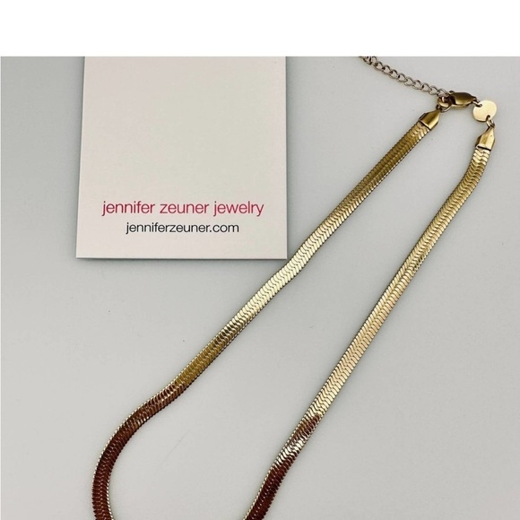 Jennifer Zeuner Karli 14K Gold Hamilton Yellow Gold Herringbone Necklace NEW - Picture 6 of 12